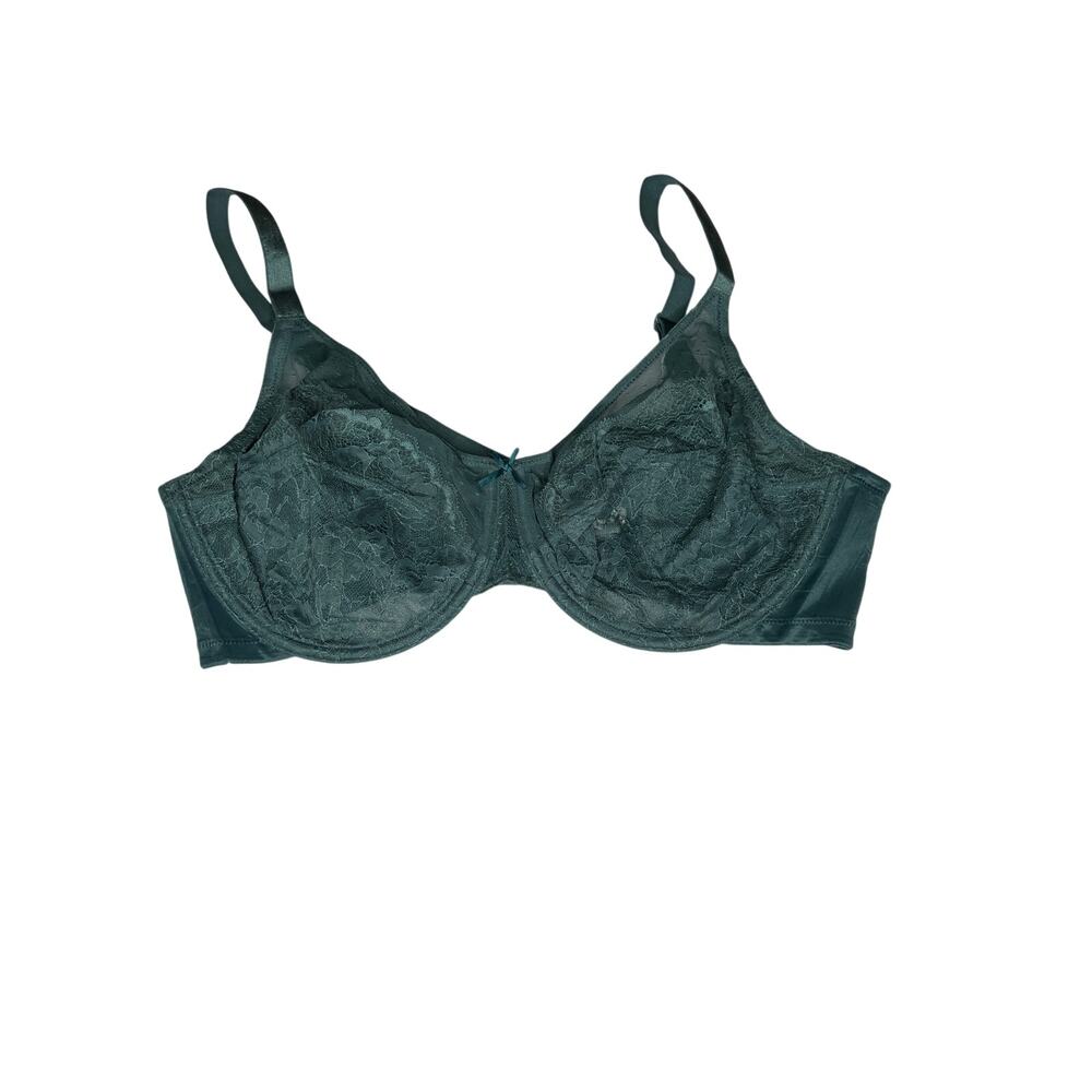 HSIA bra size 40 D teal Lacey for coverage underwire coquette feminine